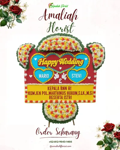 Karangan Papan Bunga Pernikahan di Sidetapa